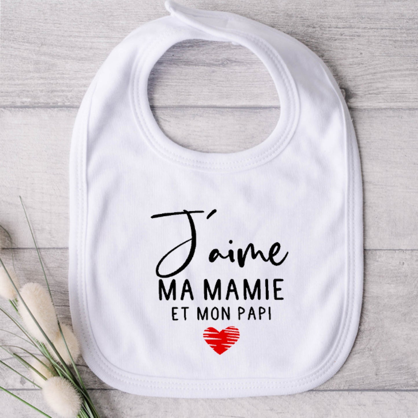 Bavoir pour bébé - MAMIE ET PAPI - J'aime mamie et papi (v2503)