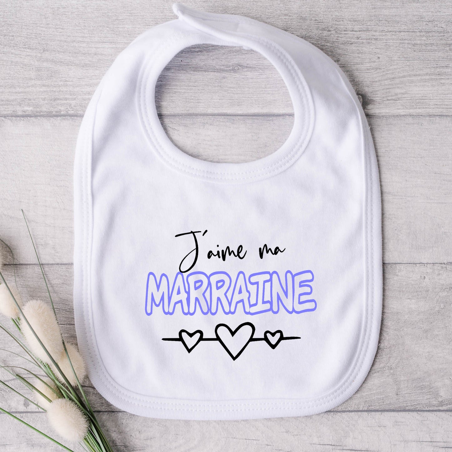 Bavoir pour bébé - MARRAINE - J'aime ma marraine (v2503)