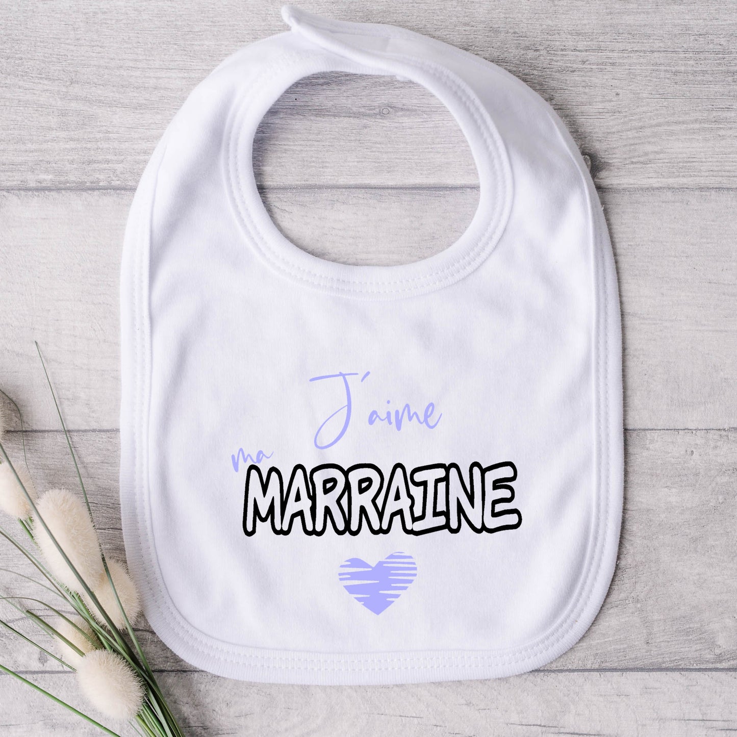 Bavoir pour bébé - MARRAINE - J'aime ma marraine (v2504)