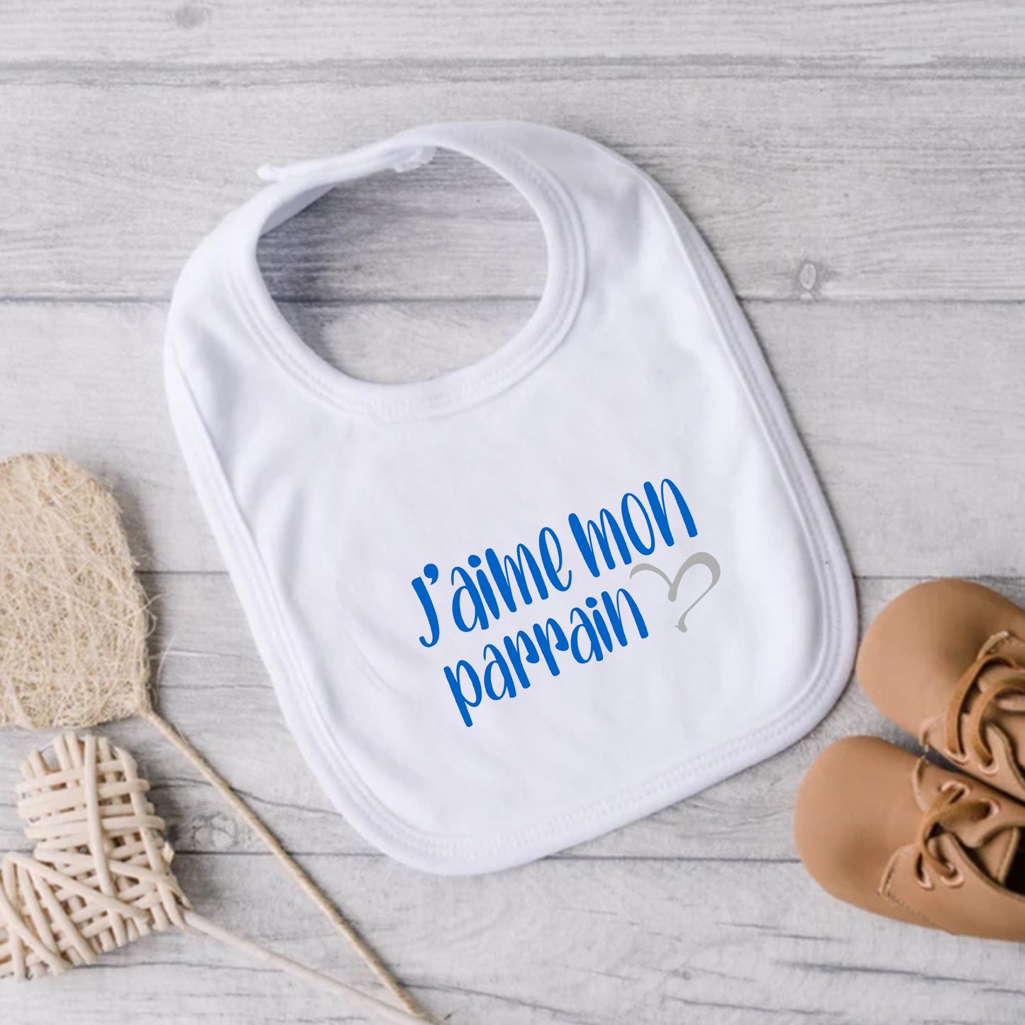 Bavoir pour bébé - PARRAIN - J'aime mon parrain (v2513)