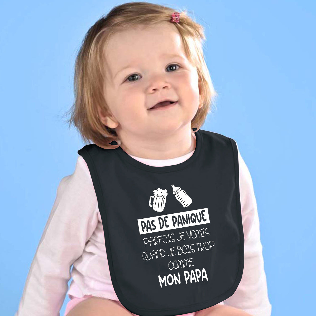 Bavoir pour bébé - PAPA - Pas de panique Parfois je vomis quand je bois trop comme mon papa (v1)