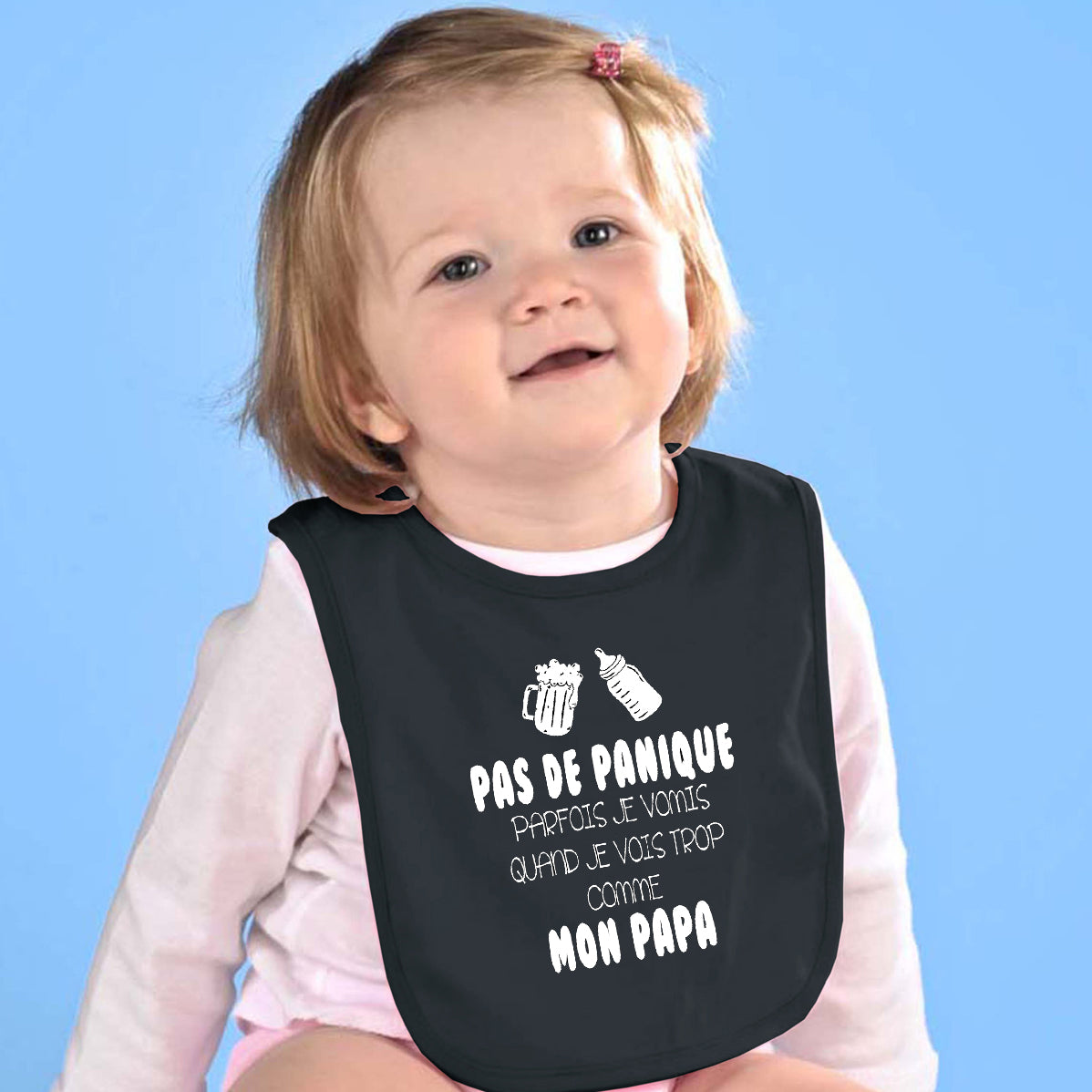 Bavoir pour bébé - PAPA - Pas de panique Parfois je vomis quand je bois trop comme mon papa (v2)