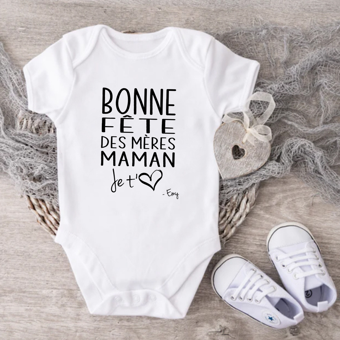 Cache-couche pour bébé - Annonce - Bonne fête DES MÈRES maman - Coeur - Signature