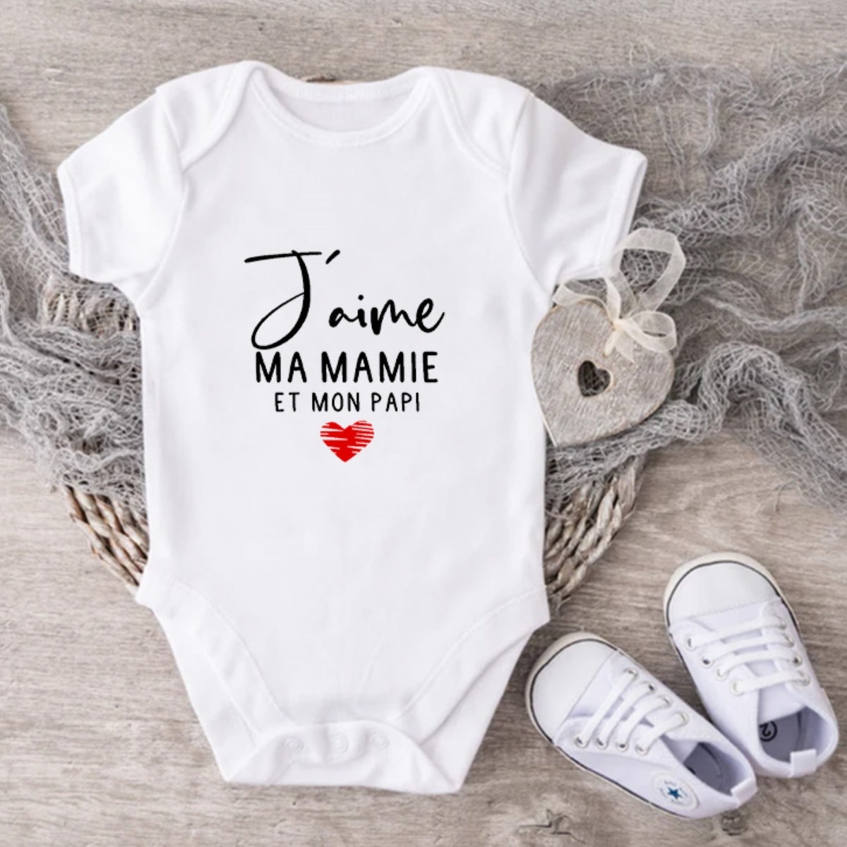 Cache-couche pour bébé - Annonce Mamie/Papi - J'aime mamie et papi (v2503)