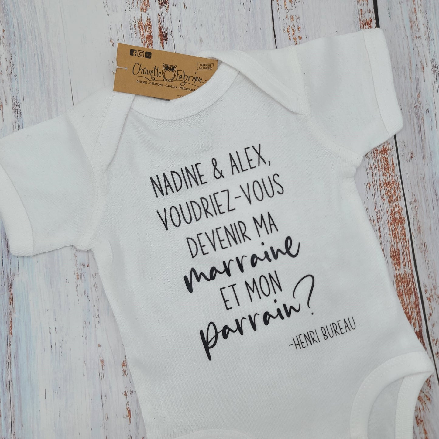 Cache-couche pour bébé - Annonce - NOM(S) Parrain et Marraine - Demande de l'enfant