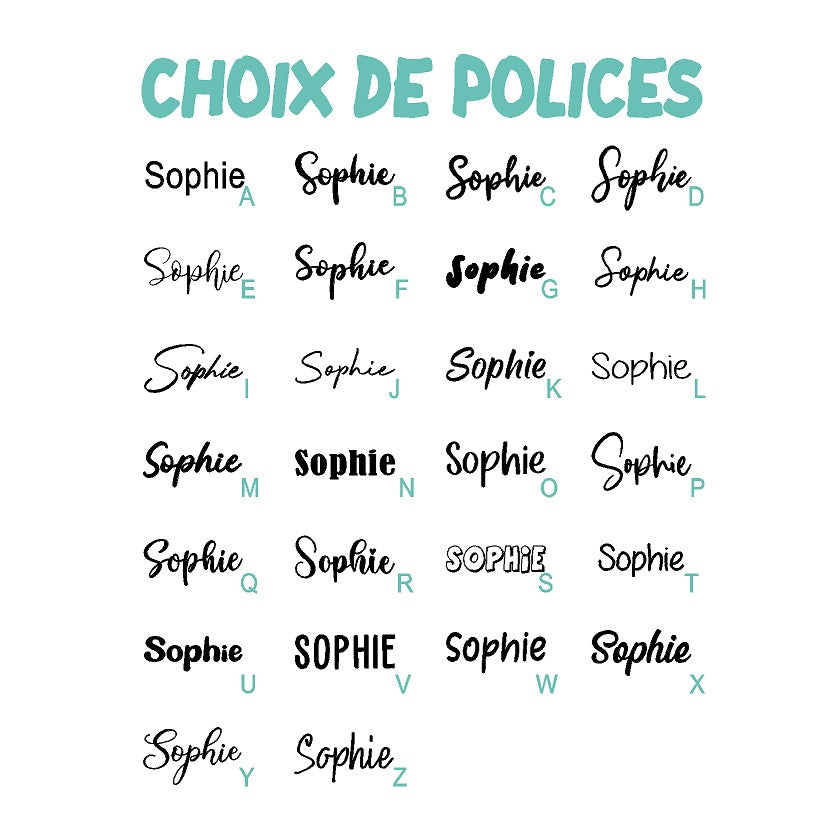 Décalque de vinyle - "NOM" (Styles d'écritures au choix) - PRIX "MULTIPLES"
