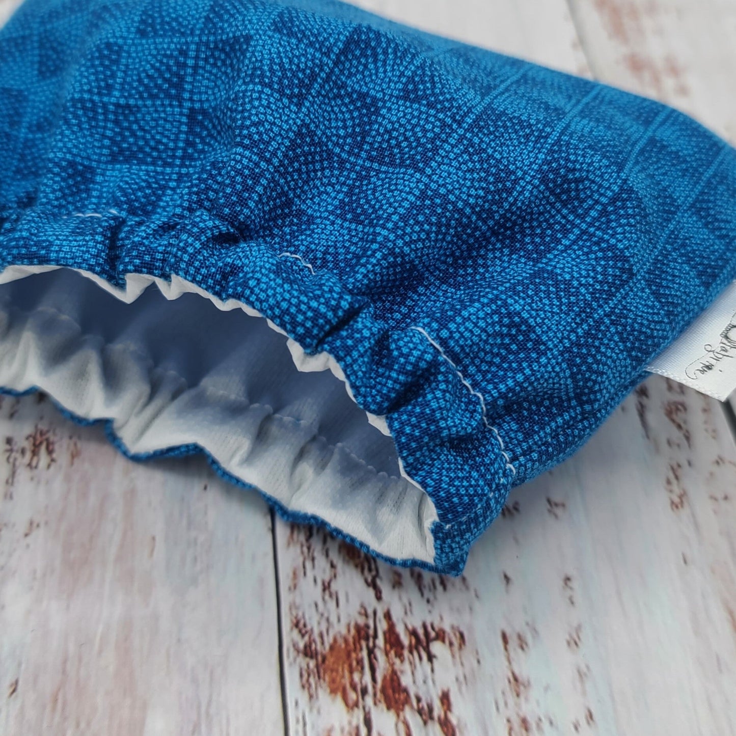 Protège fromage / Couvre fromage Réutilisable - Remplace pellicule de plastique – Géométriques - Tons de bleus