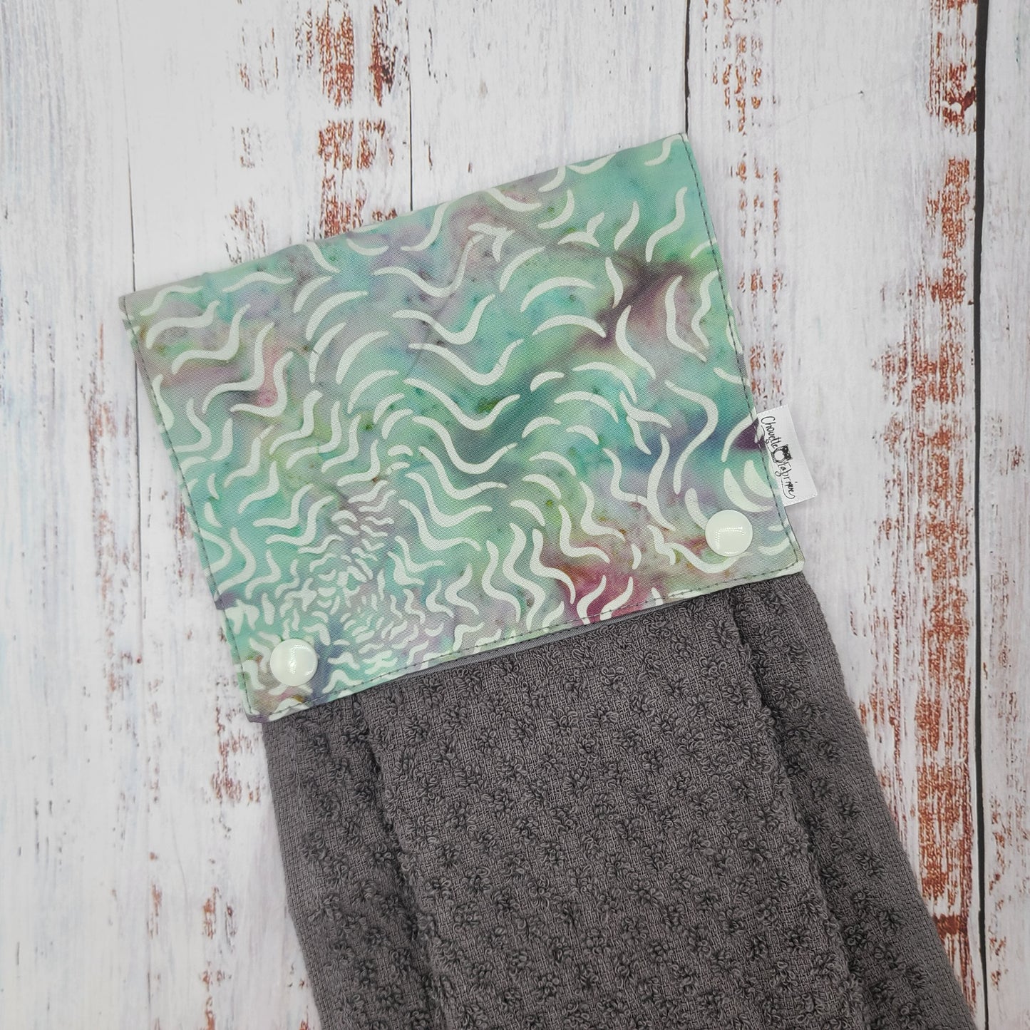 Essuie-mains - Serviette à mains - Cuisine/VR(Camping) - Serviette grise - Tourbillon Bleu, Aqua, Bourgogne