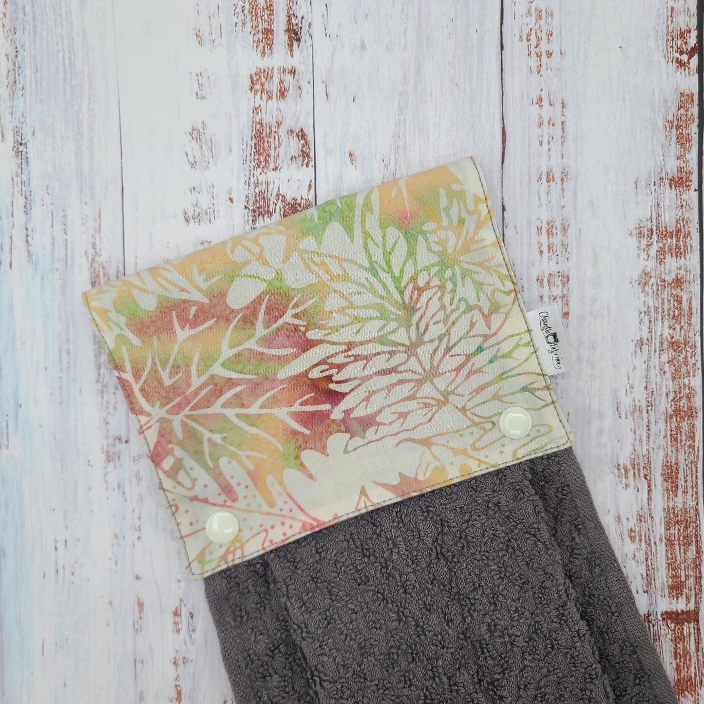 Essuie-mains - Serviette à mains - Cuisine/VR(Camping) - Serviette grise - Feuilles d'arbres (Teintes orangées)