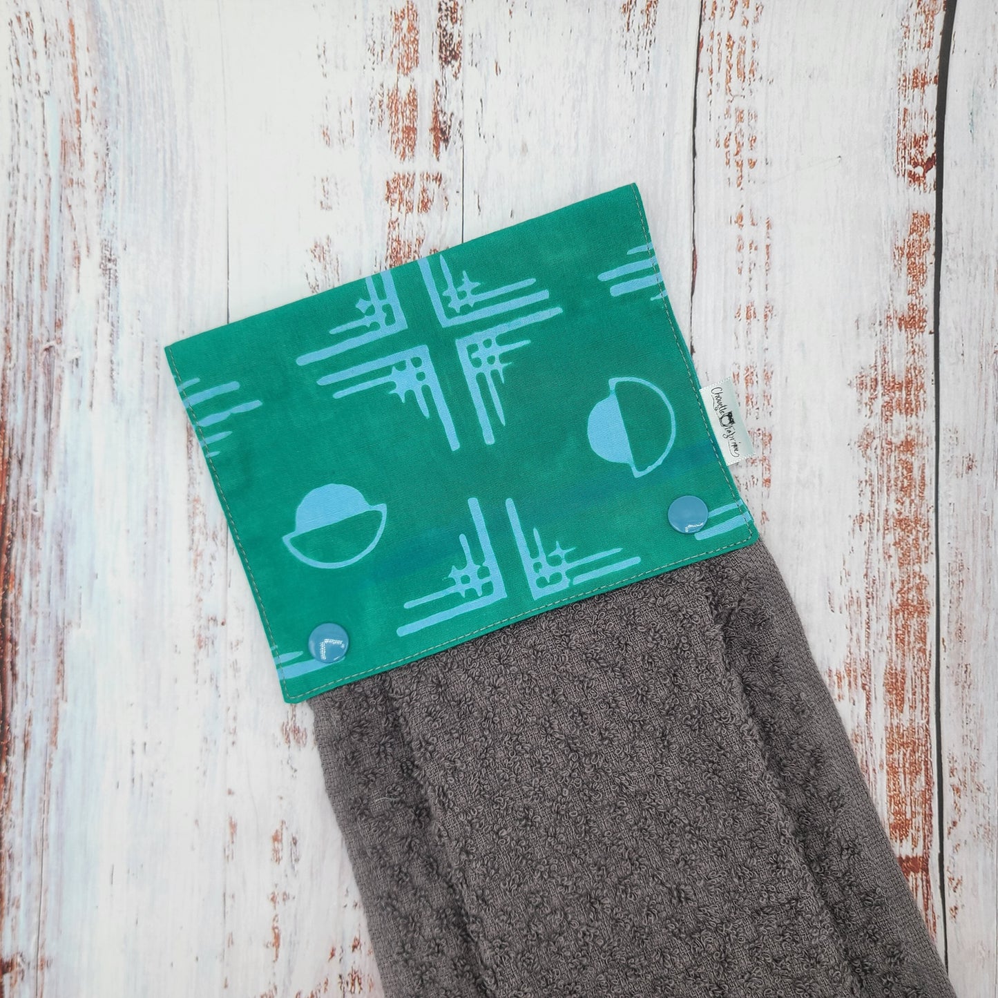 Essuie-mains - Serviette à mains - Cuisine/VR(Camping) - Serviette grise - Motifs Aqua