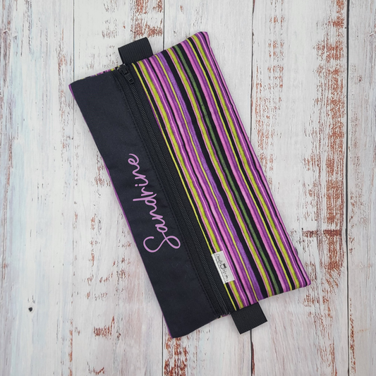 Étuis à crayons à élastique marque-page - Signet - Pour agenda, livres, etc. - Ligne Violet/Noir