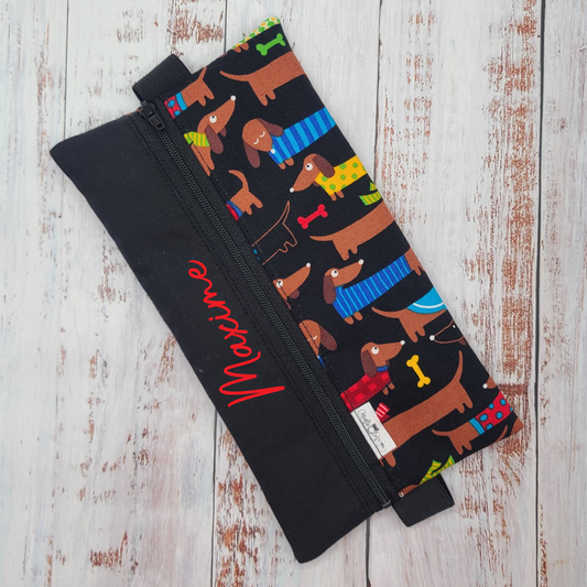 Étuis à crayons à élastique marque-page - Signet - Pour agenda, livres, etc. - Chiens Teckel