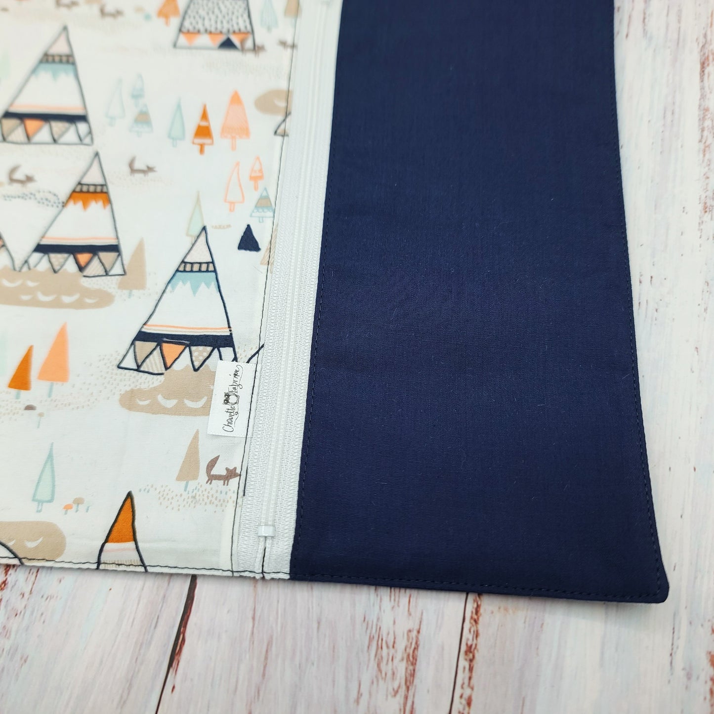 Napperon personnalisé (Couleur d'impression au choix) - Tipis Tentes Boho - Pochette marine