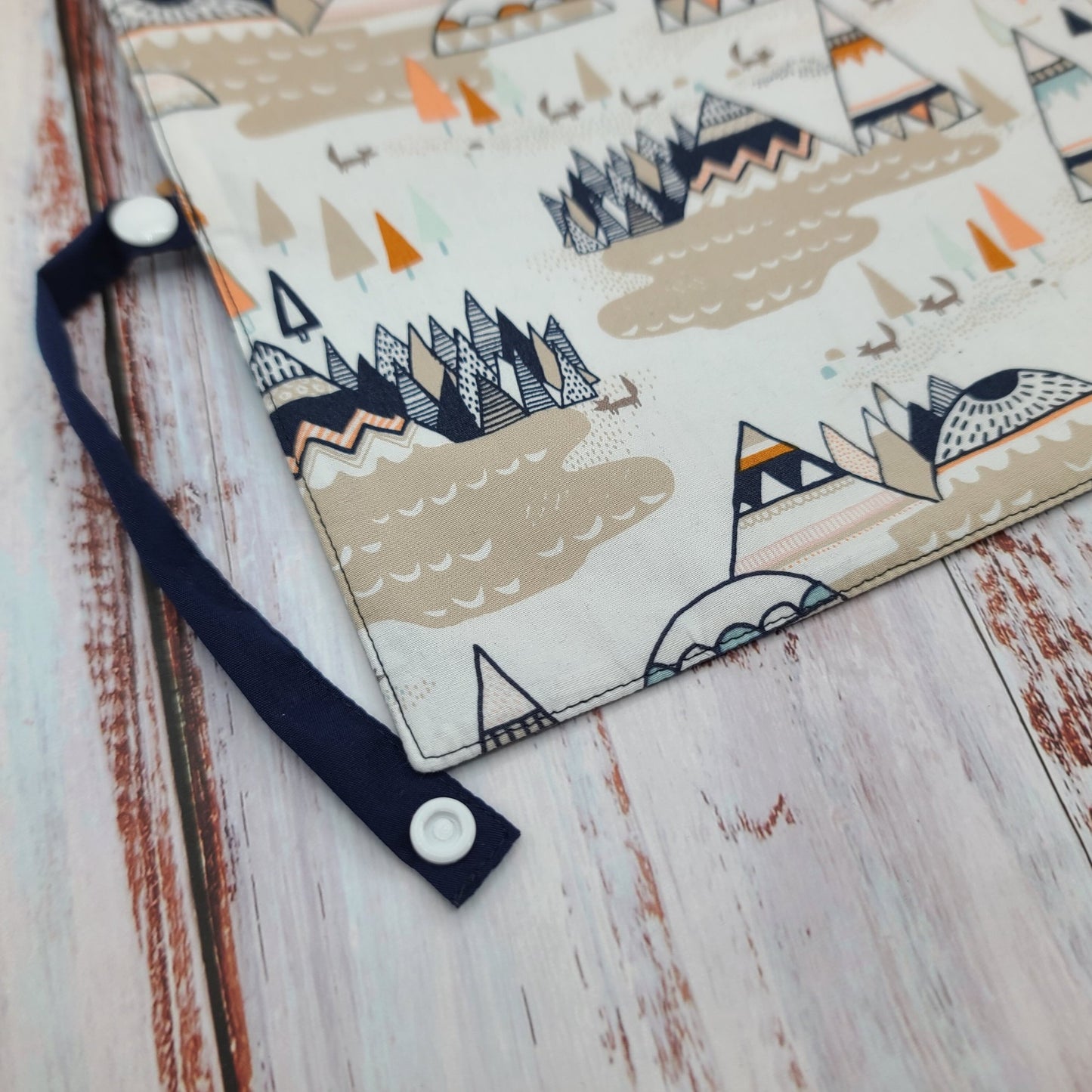 Napperon personnalisé (Couleur d'impression au choix) - Tipis Tentes Boho - Pochette marine