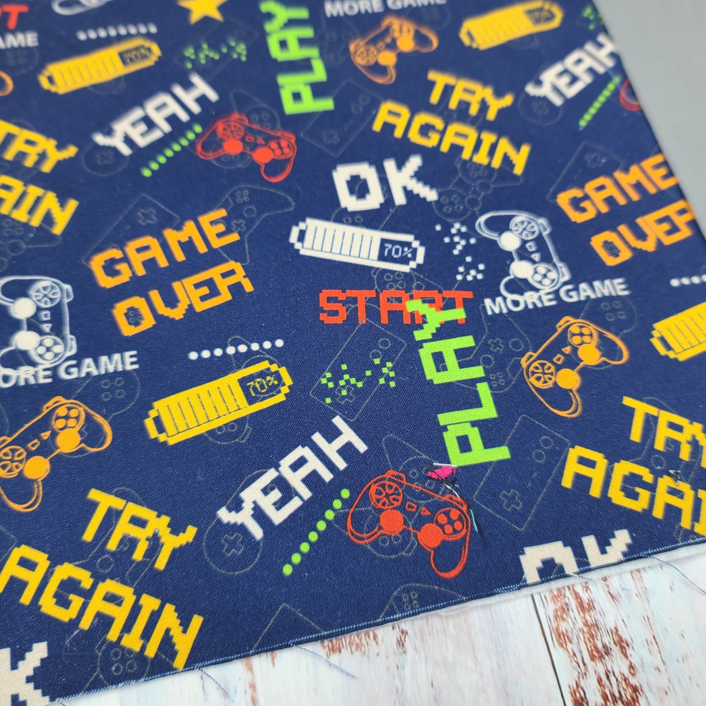 Napperon personnalise (Couleur d'impression au choix) - Gamer - Jeux vidéos - Game over - Pochette grise