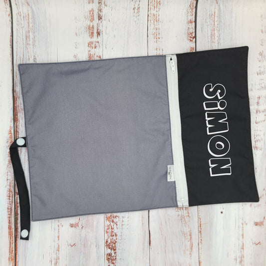 Napperon personnalise (Couleur d'impression au choix) - Gris uni - Pochette noire