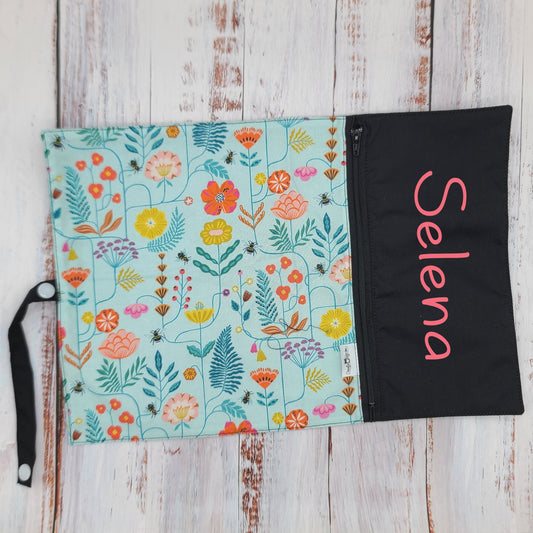 Napperon personnalisé (Couleur d'impression au choix) - Fleurs - Fleurs sur tiges & Abeilles