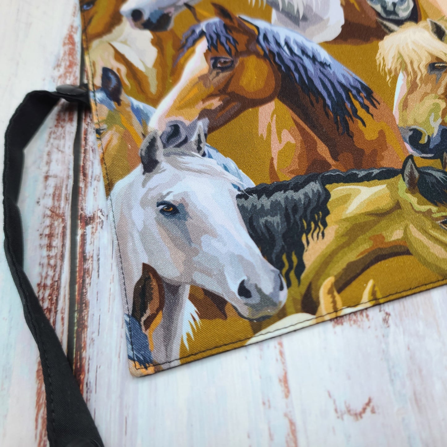 Napperon personnalise (Couleur d'impression au choix) - Animaux - Cheval / Chevaux - Pochette noire