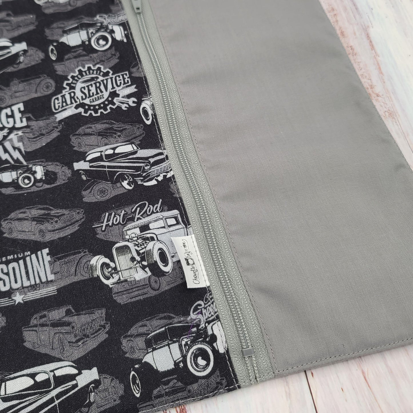 Napperon personnalise (Couleur d'impression au choix) - Voitures Autos Hot Rod - Pochette grise