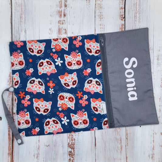 Napperon personnalisé (Couleur d'impression au choix) - Chats - Style Calavera