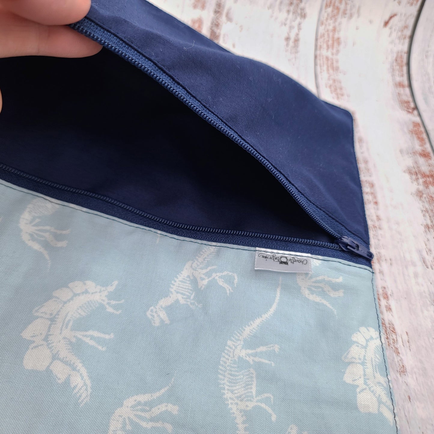Napperon personnalise (Couleur d'impression au choix) - Dinos bleus et blancs