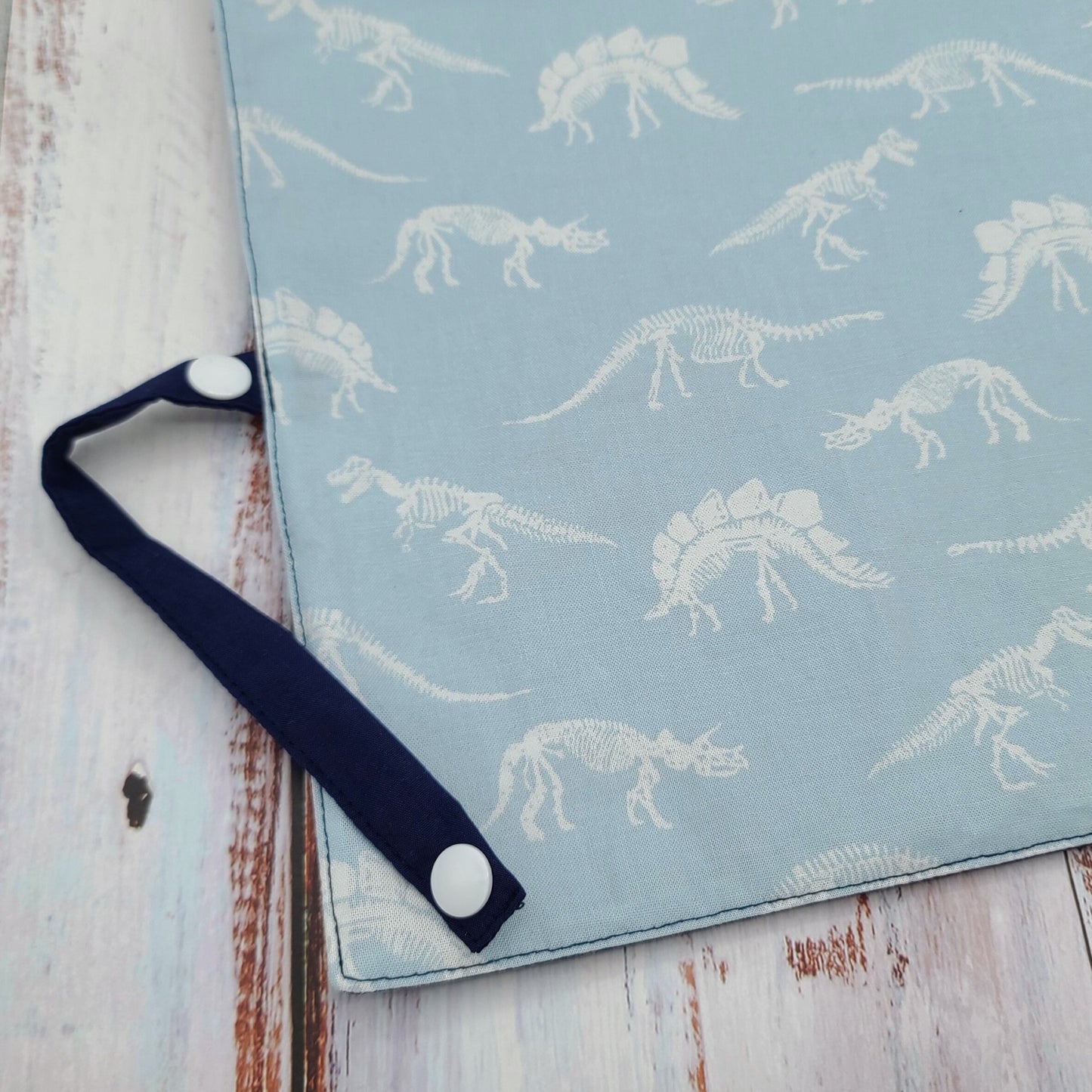 Napperon personnalise (Couleur d'impression au choix) - Dinos bleus et blancs