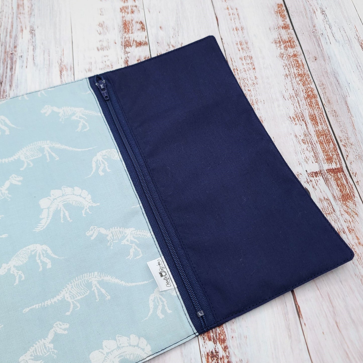 Napperon personnalise (Couleur d'impression au choix) - Dinos bleus et blancs
