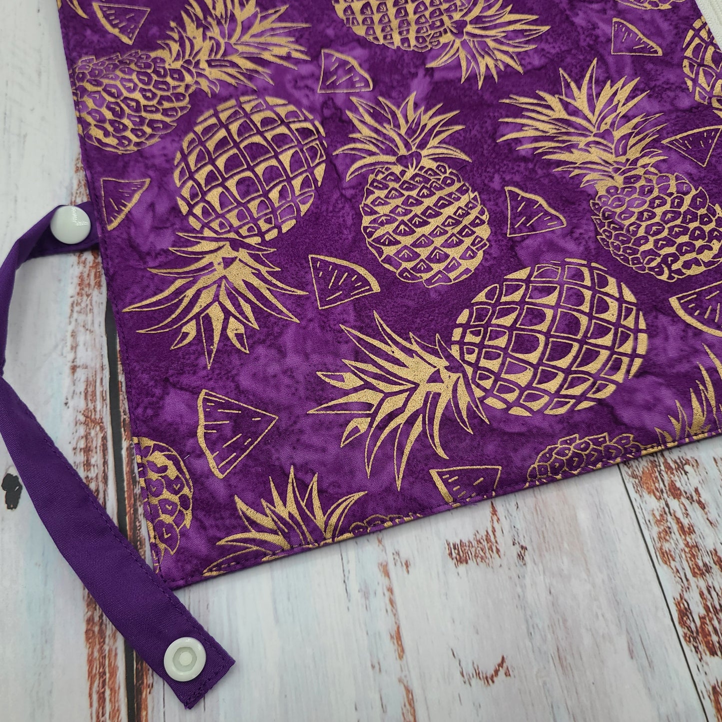 Napperon personnalise (Couleur d'impression au choix) - Ananas - Or/Violet - Pochette Violette