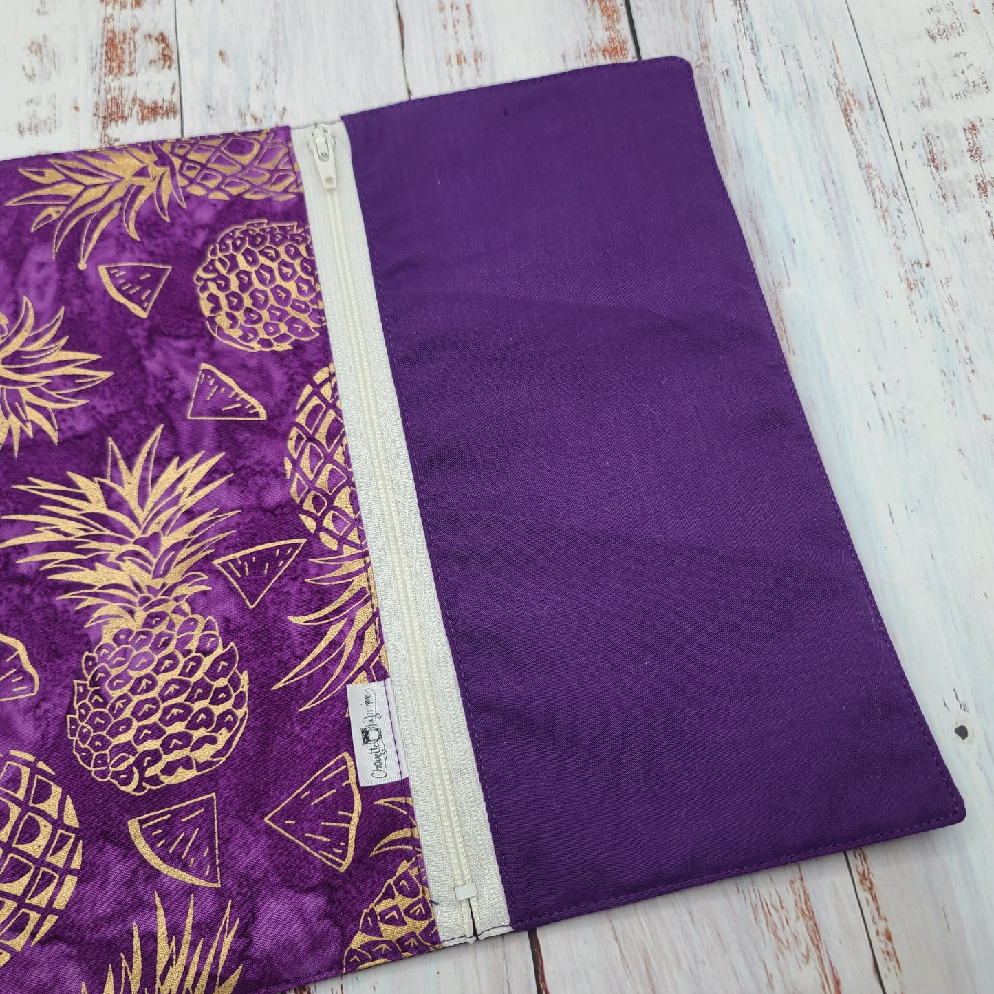 Napperon personnalise (Couleur d'impression au choix) - Ananas - Or/Violet - Pochette Violette