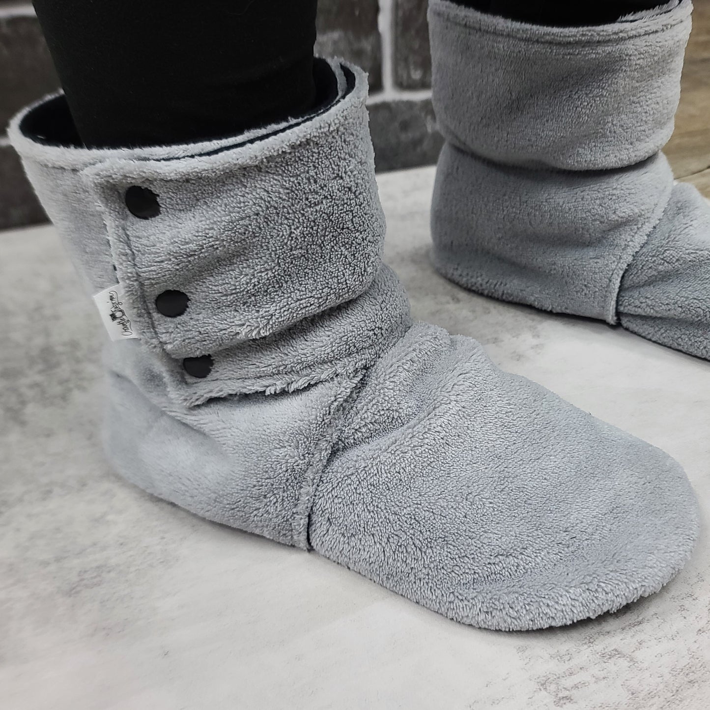 Pantoufles "Wrap" - Adultes - Hautes avec boutons à pression - Polar gris