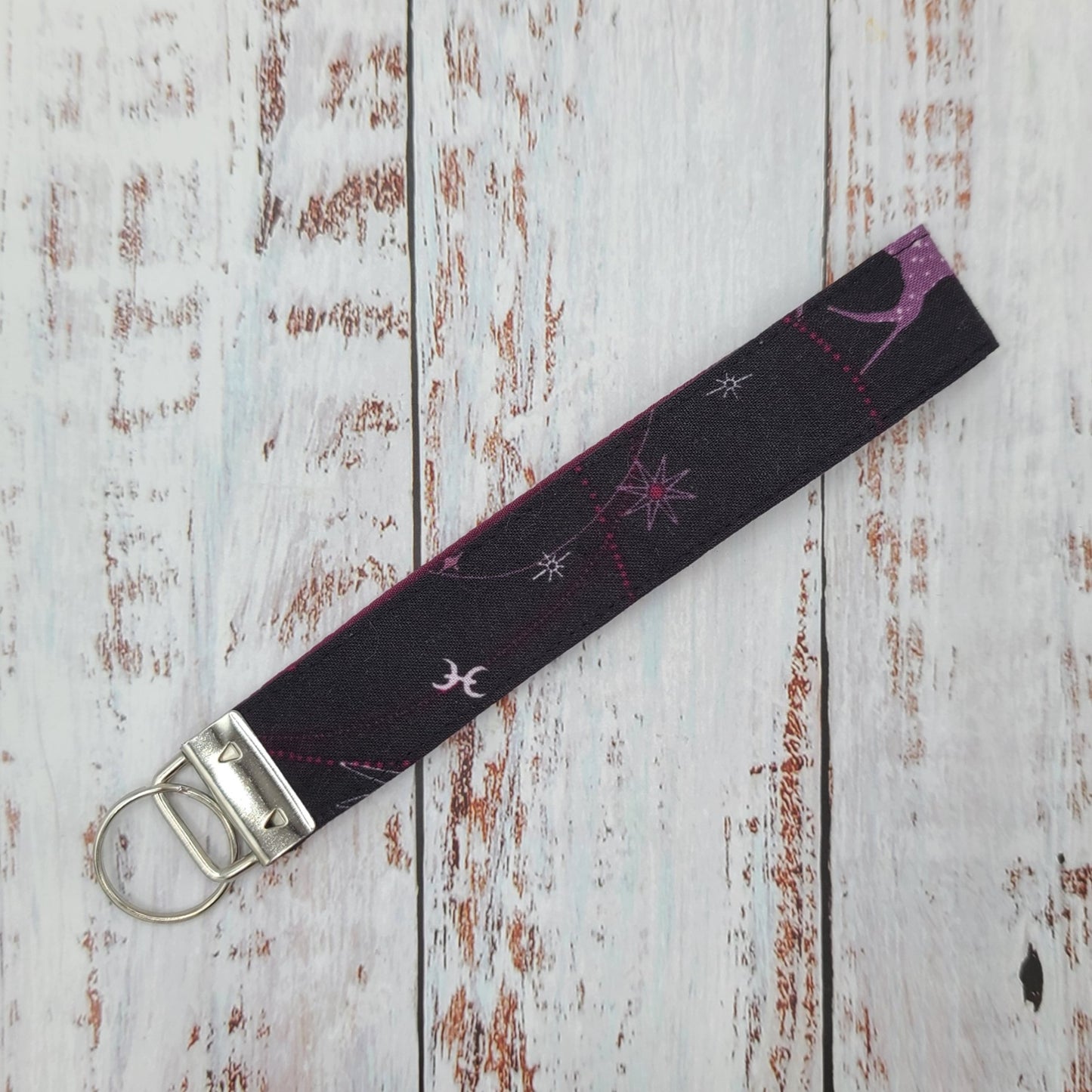Porte-clé - PERSONNALISÉ - Dragonne - Poignet - Licornes et étoiles - Bande bourgogne
