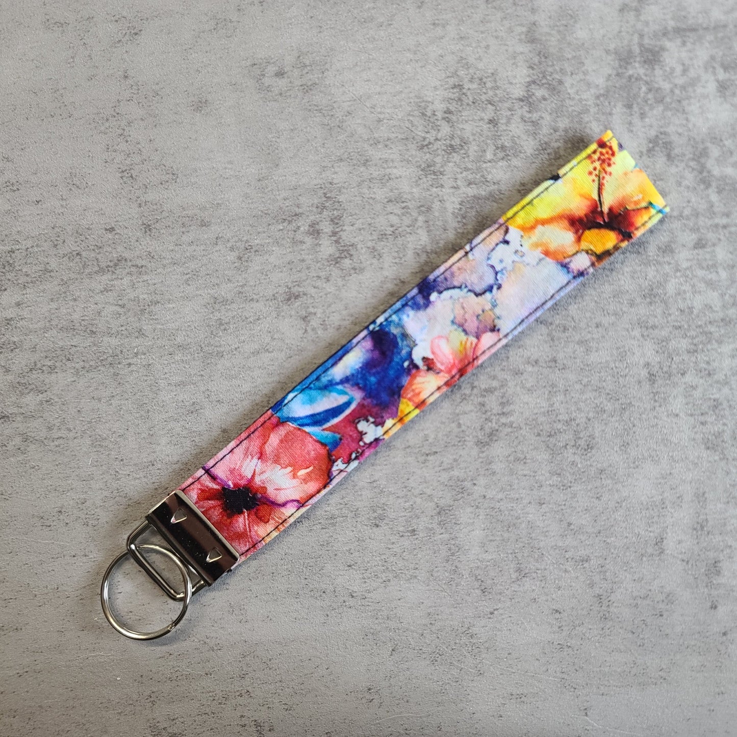 Porte-clé - PERSONNALISÉ - Dragonne - Poignet - Fleurs Aquarelle - Bande marine