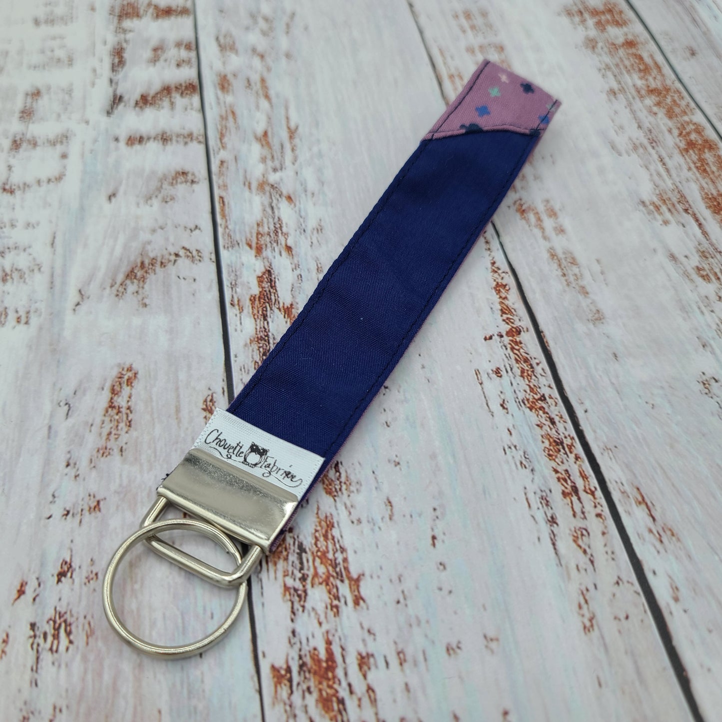 Porte-clé - PERSONNALISÉ - Dragonne - Poignet - Motifs Marine et Aqua - Bande marine