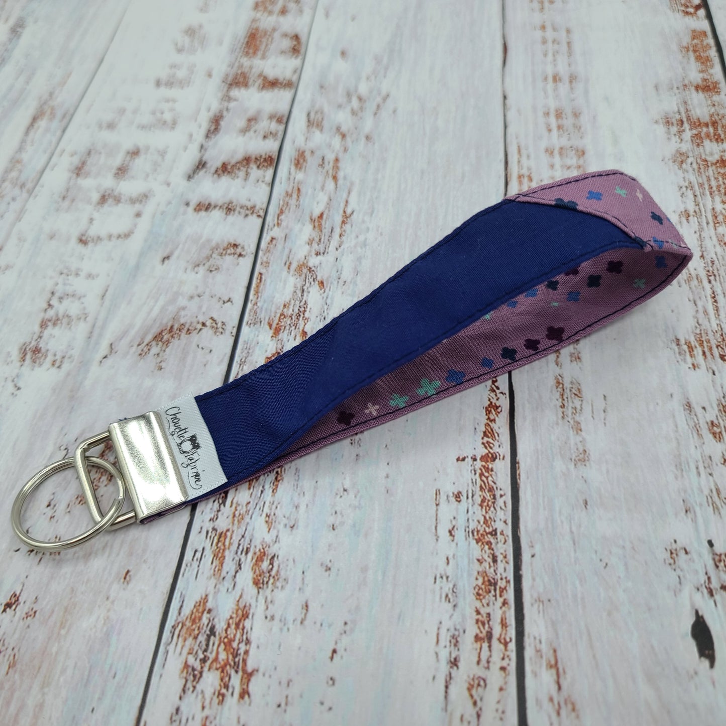 Porte-clé - PERSONNALISÉ - Dragonne - Poignet - Motifs Marine et Aqua - Bande marine