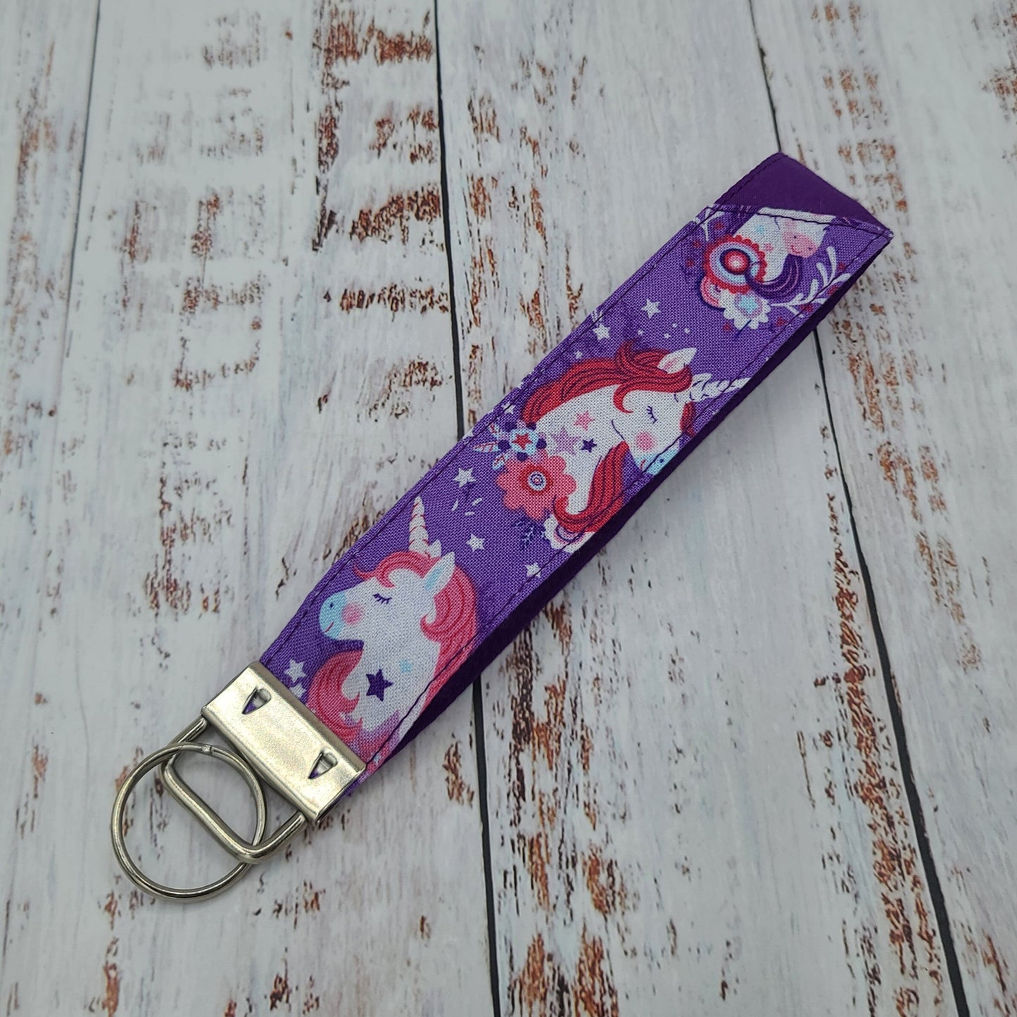 Porte-clé - PERSONNALISÉ - Dragonne - Poignet - Licornes - Violet