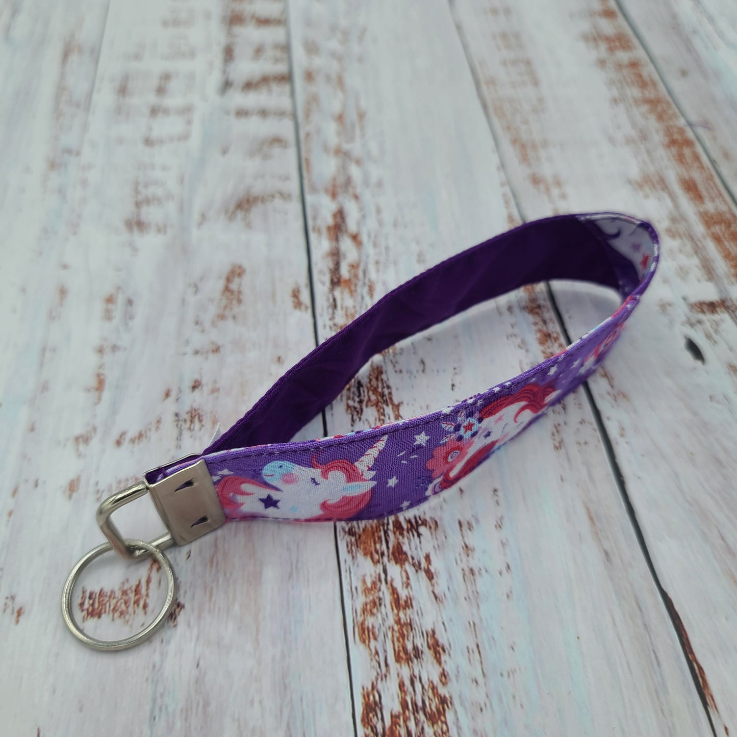 Porte-clé - PERSONNALISÉ - Dragonne - Poignet - Licornes - Violet