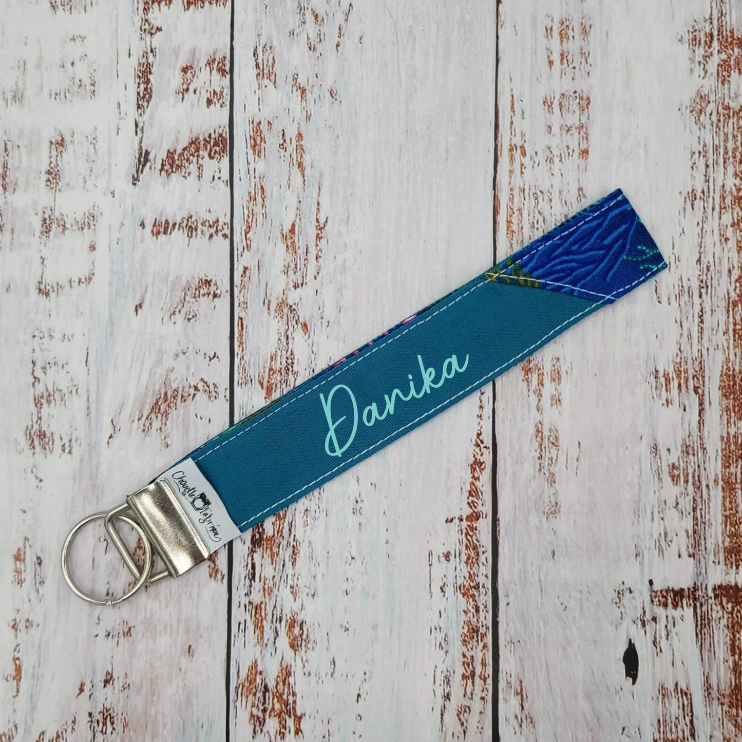 Porte-clé - PERSONNALISÉ - Dragonne - Poignet - Corail de mer - Bande teal