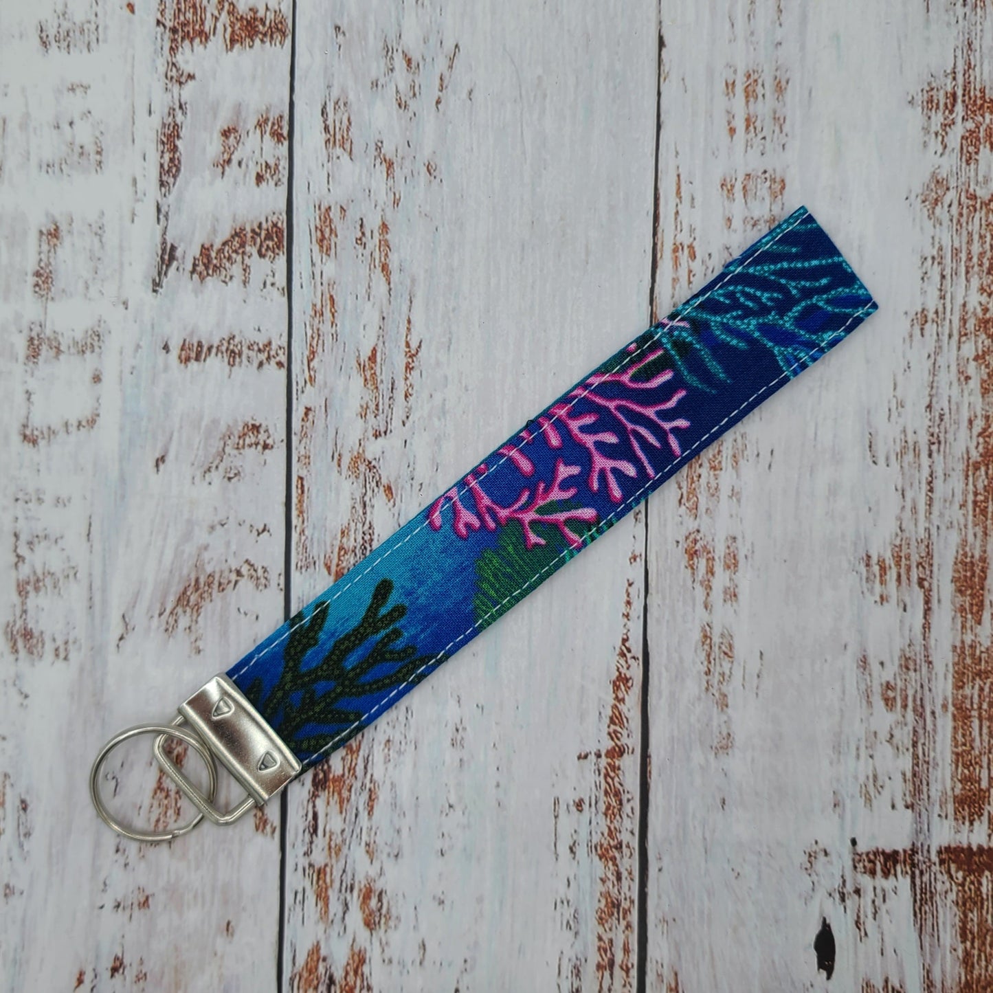 Porte-clé - PERSONNALISÉ - Dragonne - Poignet - Corail de mer - Bande teal