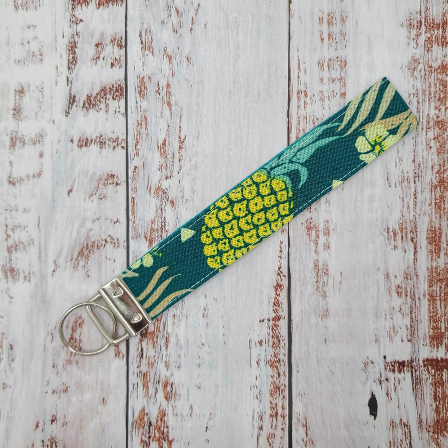 Porte-clé - PERSONNALISÉ - Dragonne - Poignet - Ananas teal - Bande turquoise