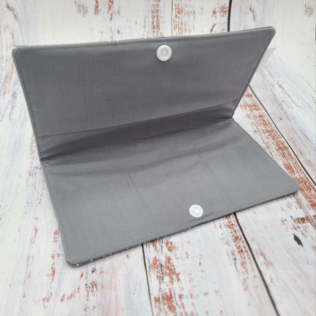 Protège-carnet de santé - Vaccination - Personnalisé - Chevrons Gris & Blanc - Denim Gris