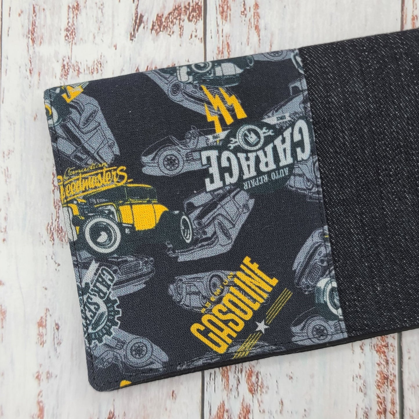 Protège-carnet de santé - Vaccination - Personnalisé - Véhicules - Hot-Rod Noir/Gris/Moutarde