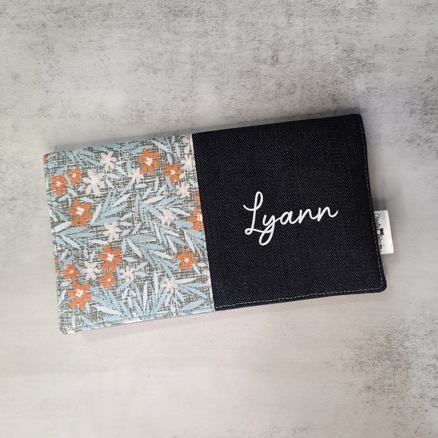 Protège-carnet de santé - Vaccination - Personnalisé - Fleurs - Fleurs Orangées