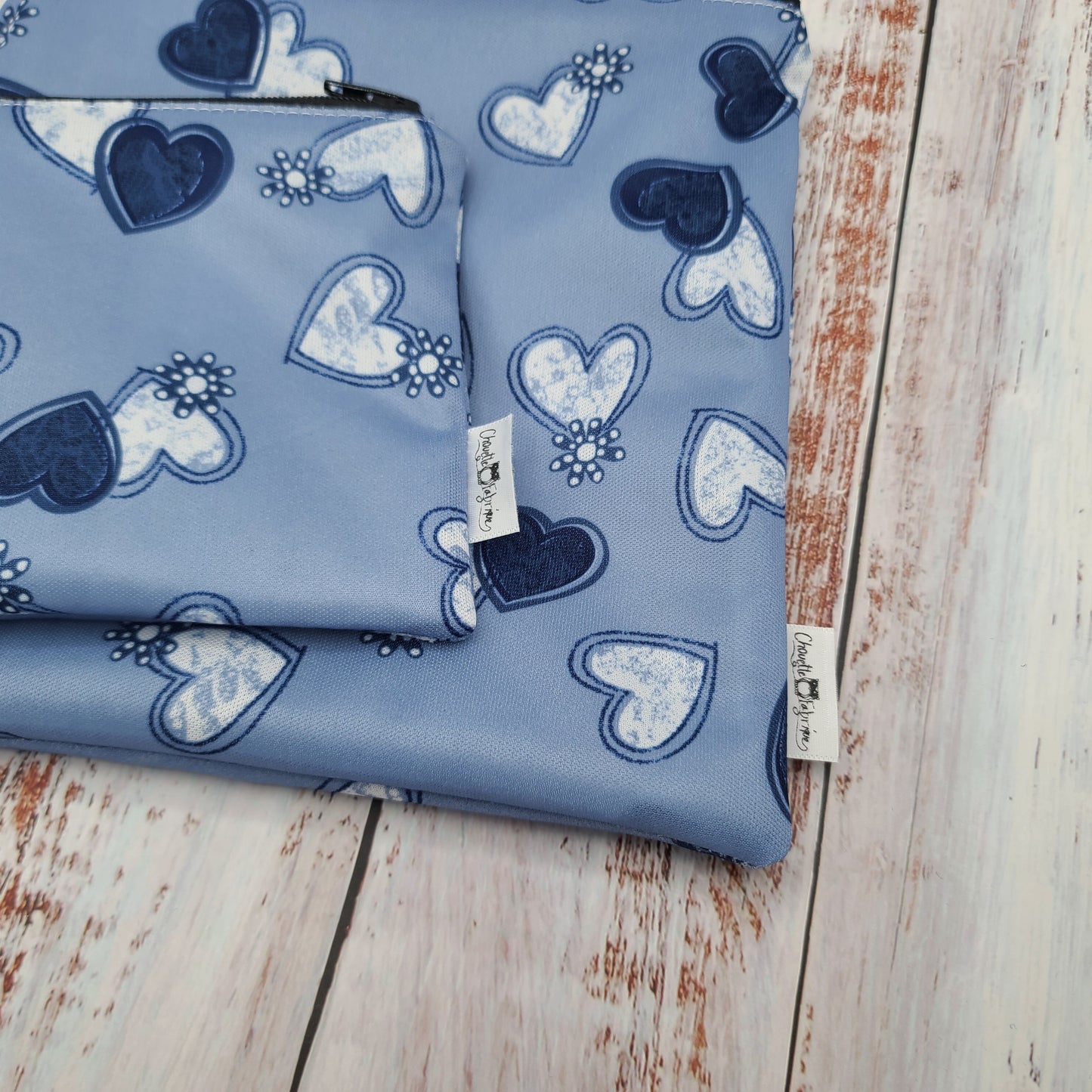 Sac réutilisable pour collation ou sandwich – Coeurs marine