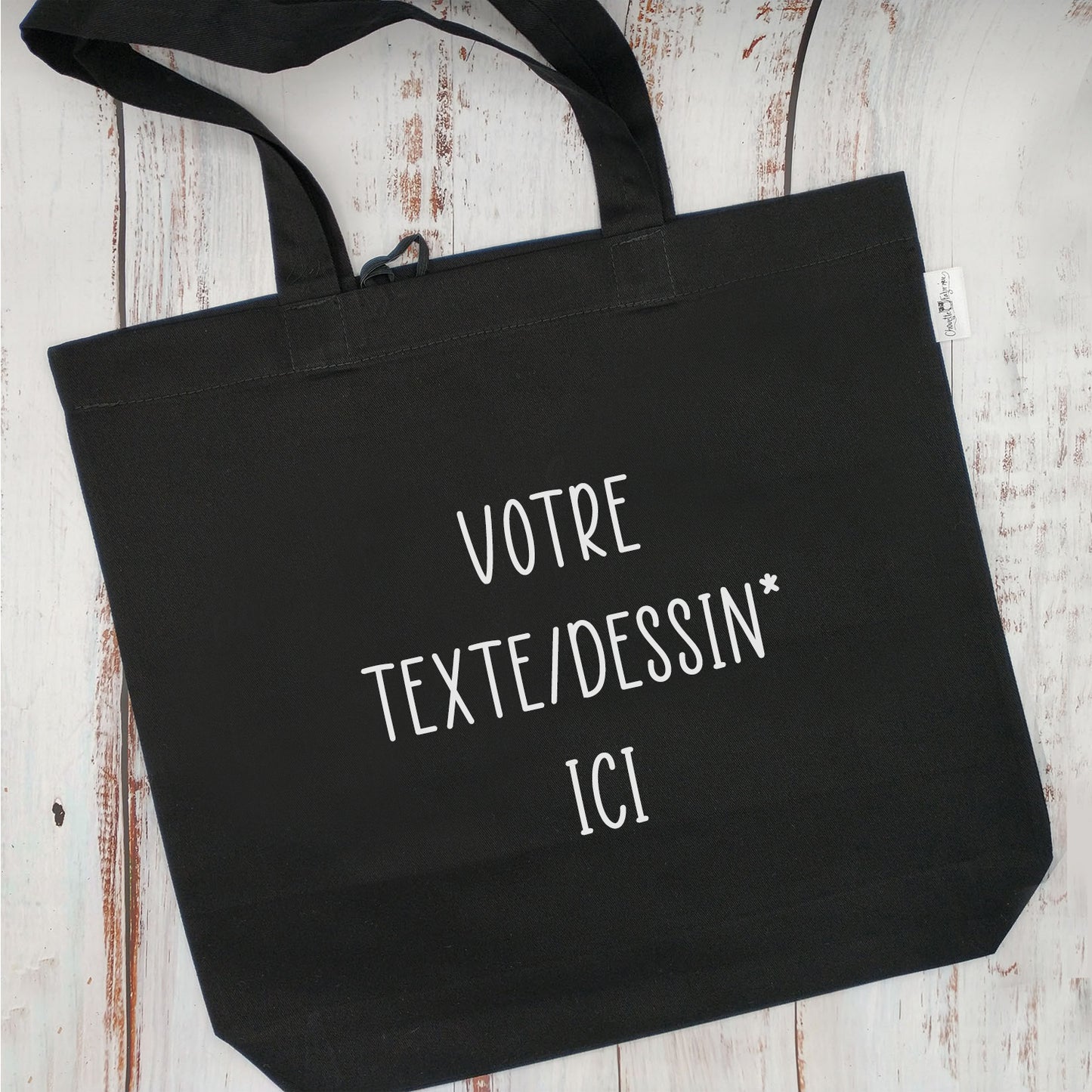 (CHOIX COULEURS ET TEXTE) Sac d'épicerie / Sac fourre-tout réutilisable et lavable - TEXTE DE VOTRE CHOIX