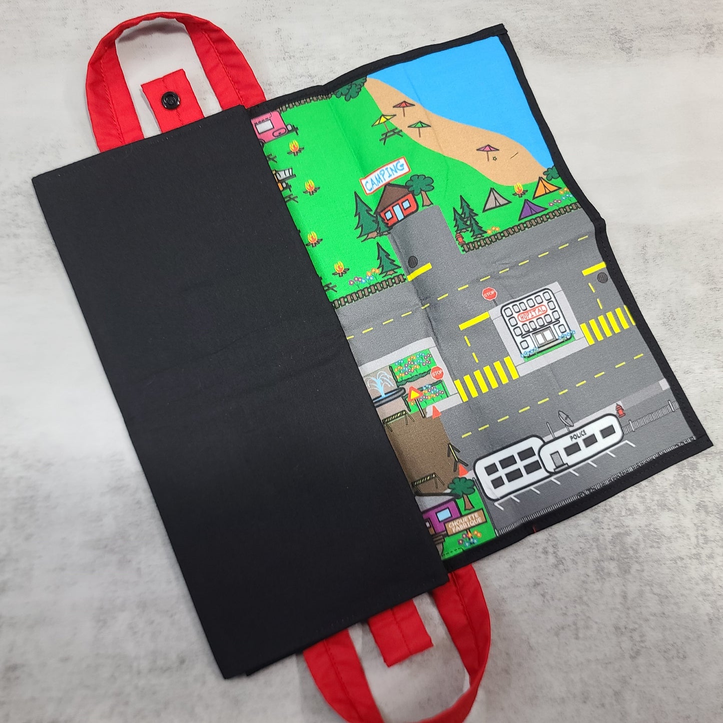 Tapis de jeux pour petites voitures - Se transforme en valise de transport