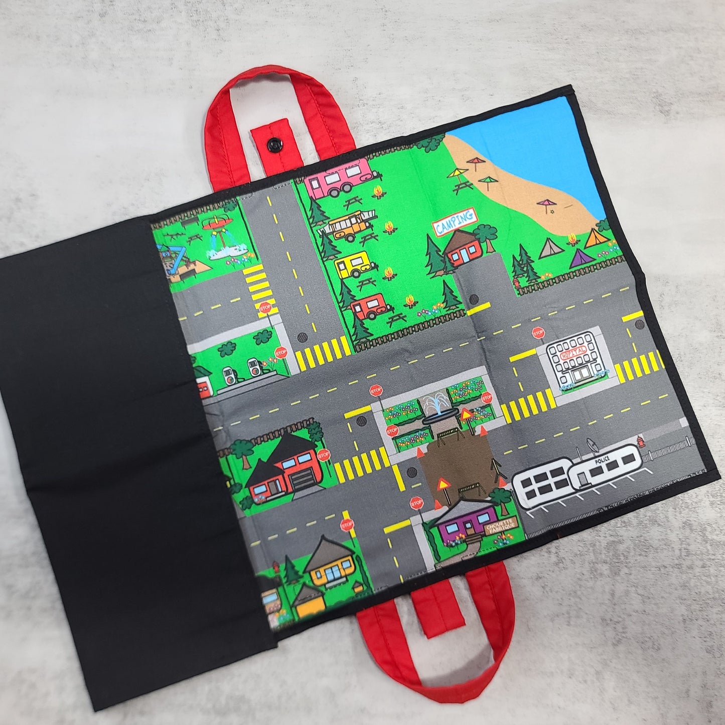 Tapis de jeux pour petites voitures - Se transforme en valise de transport
