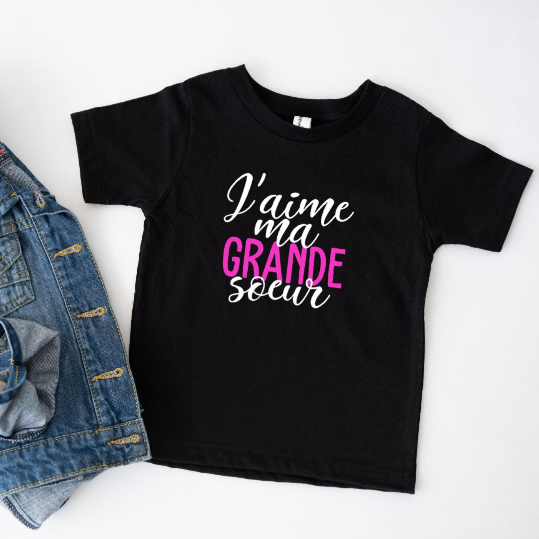 T-shirt - ENFANTS (gr. 2T à XL) - Col rond - J'aime ma grande soeur