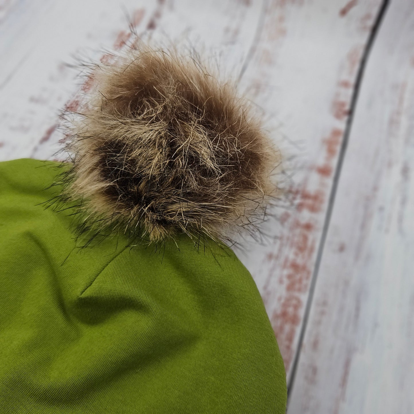 ENFANT - Tuque Hiver (POLAR) Pompon amovible - UNIE - Olive clair