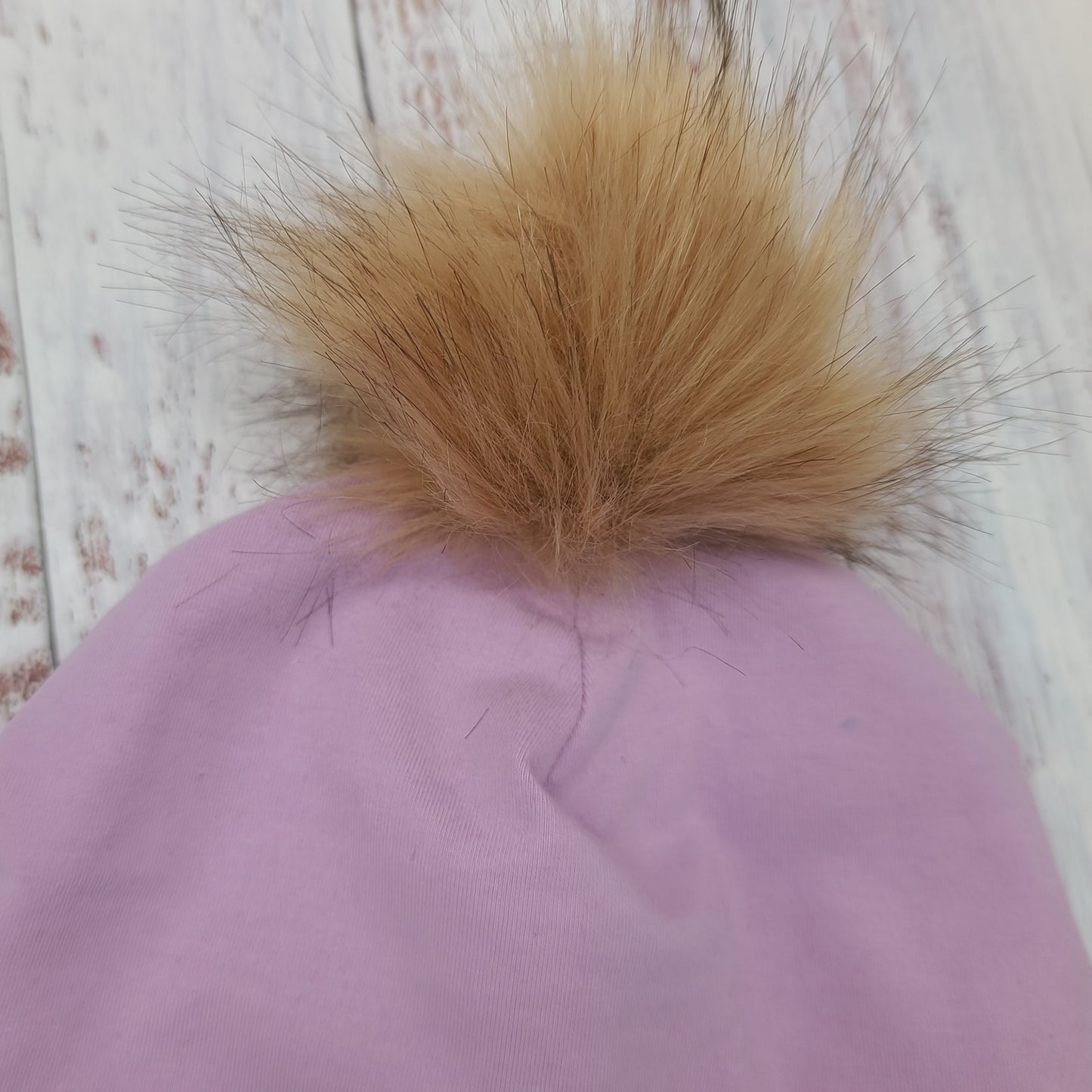 ENFANT - Tuque Hiver (POLAR) avec Cordons Pompon amovible - UNIE - Lilas pâle