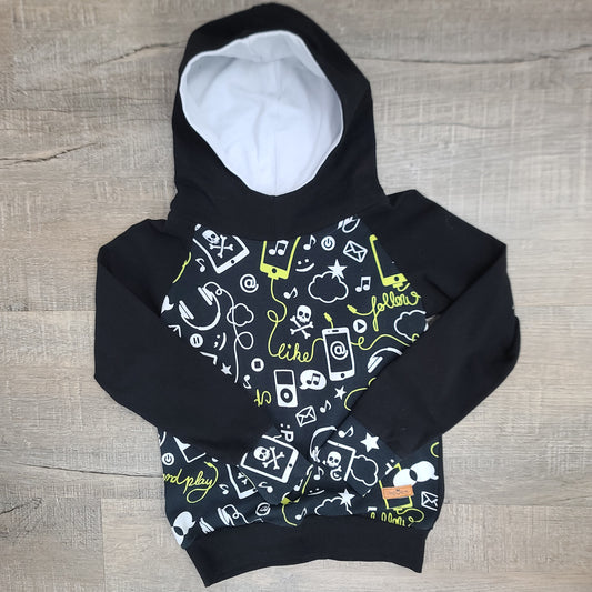 Chandail à capuchon - ENFANT - Grandeur 5-6 ans - MP3 NOIR/LIME